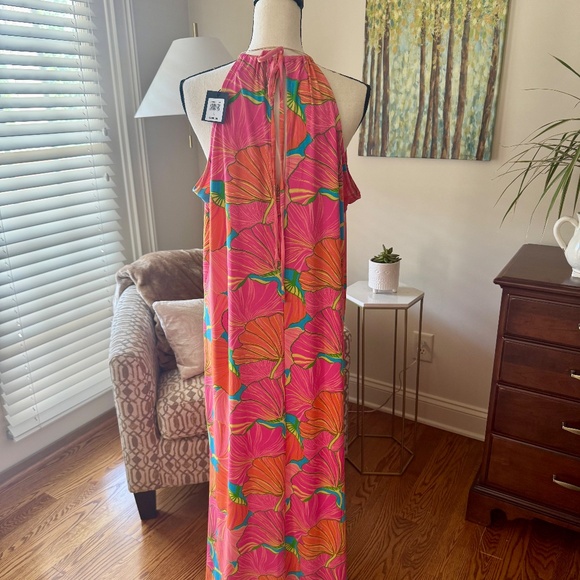 Trina Turk Milan Gingko Halter Floral Maxi Dress Size Large, NWT - Picture 2 of 8